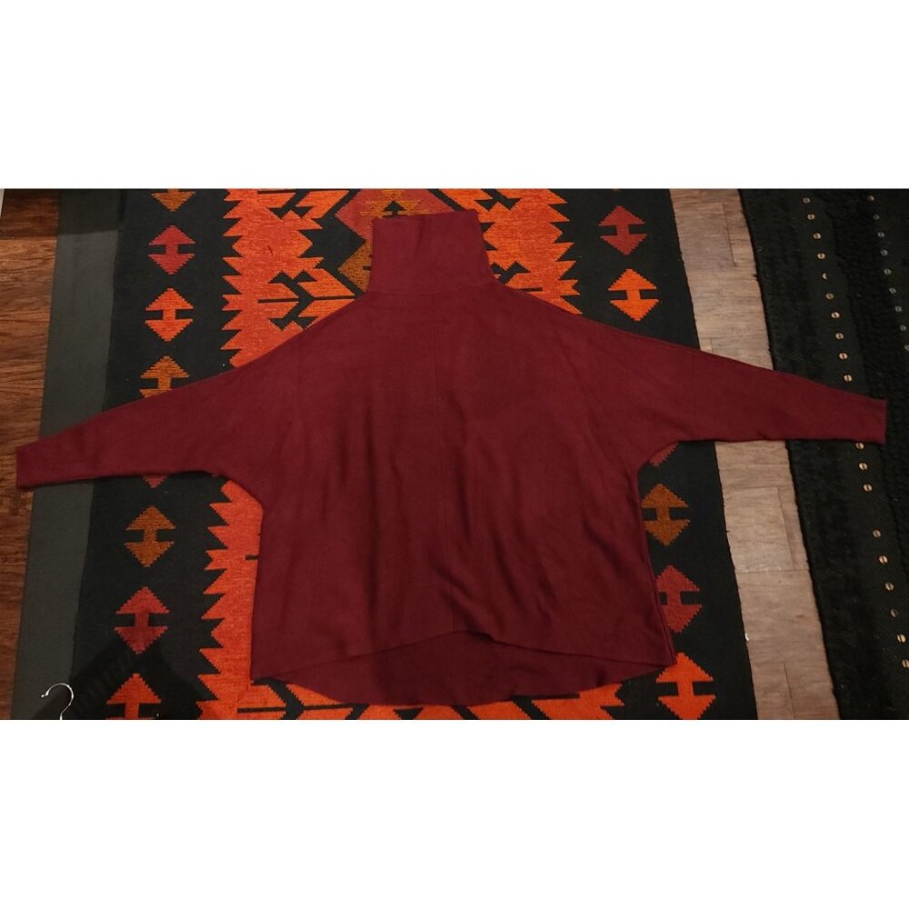 NEW No Brand Burgundy Oversized Turtleneck Lagenlook Sweater XL